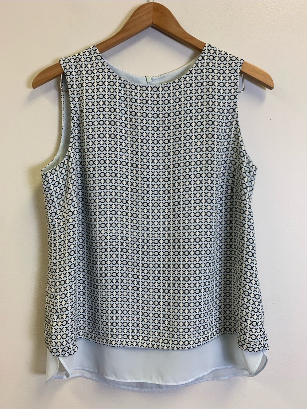 Rose & Olive Light Blue and White Geometric Layered Tank